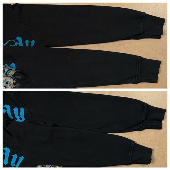Vintage Ed Hardy Full Zip Hoodie Sweatshirt Faded Black Grunge Goth Emo Y2K - Picture 11 of 16